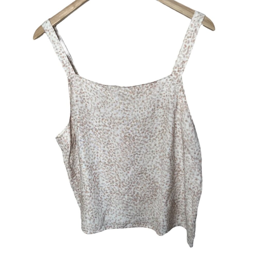 Cloth & Stone Square neck linen blend Button Back Beige tank top XL